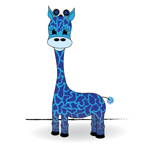 digital illustration of Giraffe in Blue