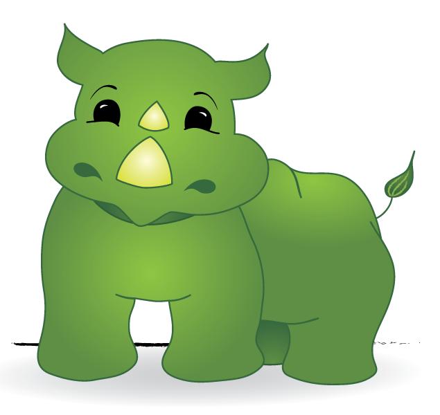 digital illustration of Rhinoceros in green