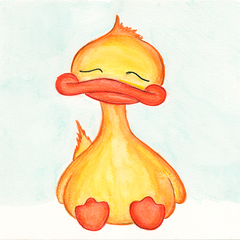 watercolor illustration of a duck