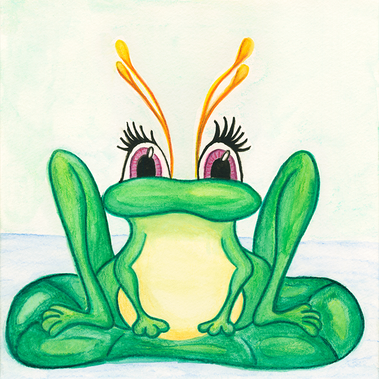 watercolor illustration of a frog