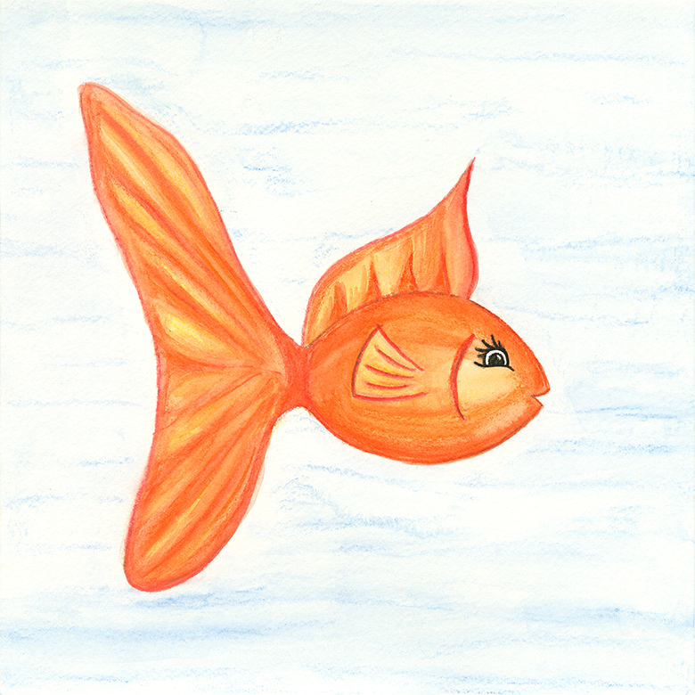 watercolor illustration of a goldfish