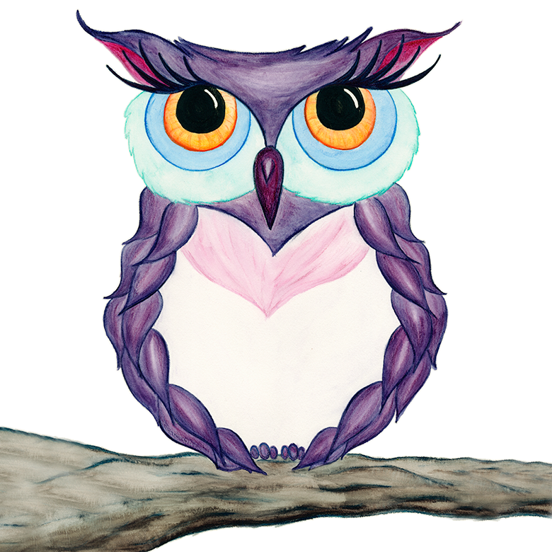 watercolor illustration of an owl