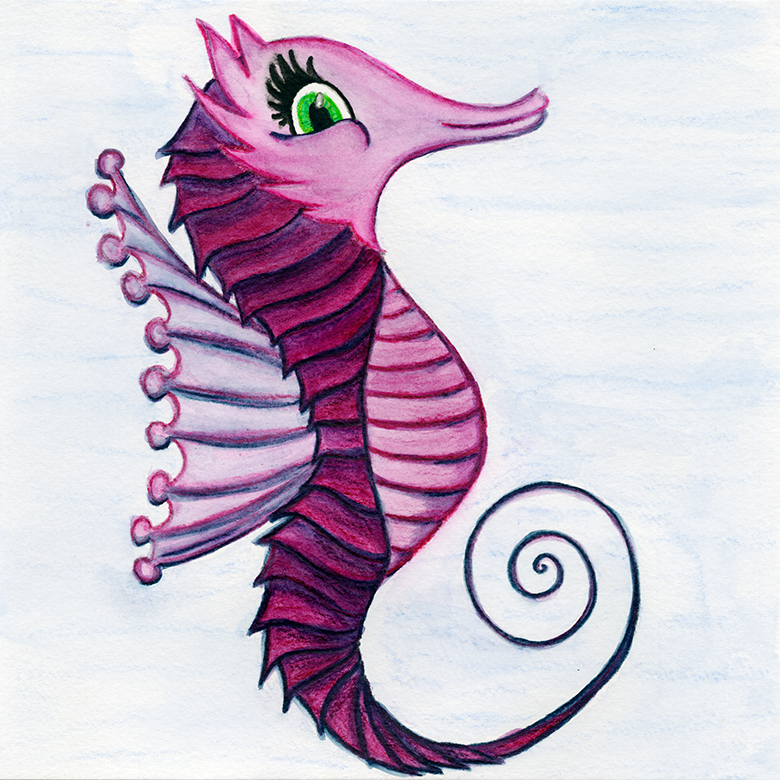 watercolor illustration of a seahorse